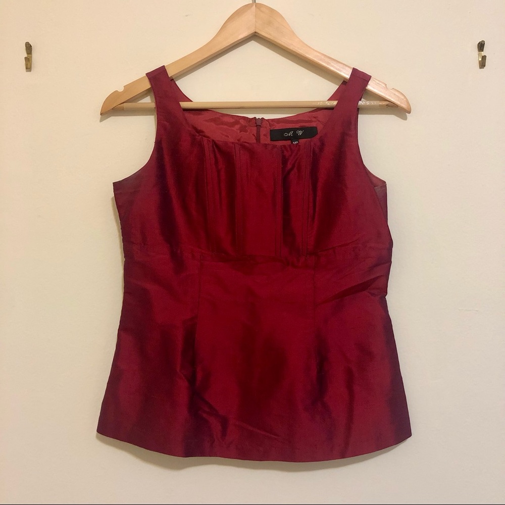 Red Silk Corset Formal Top Y2K